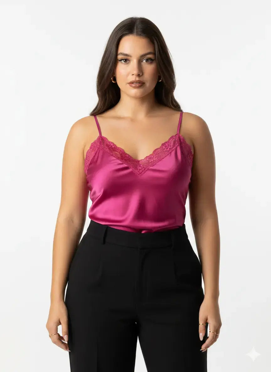 Top scollo a V con inserti in pizzo a tono Unica by Dorabella