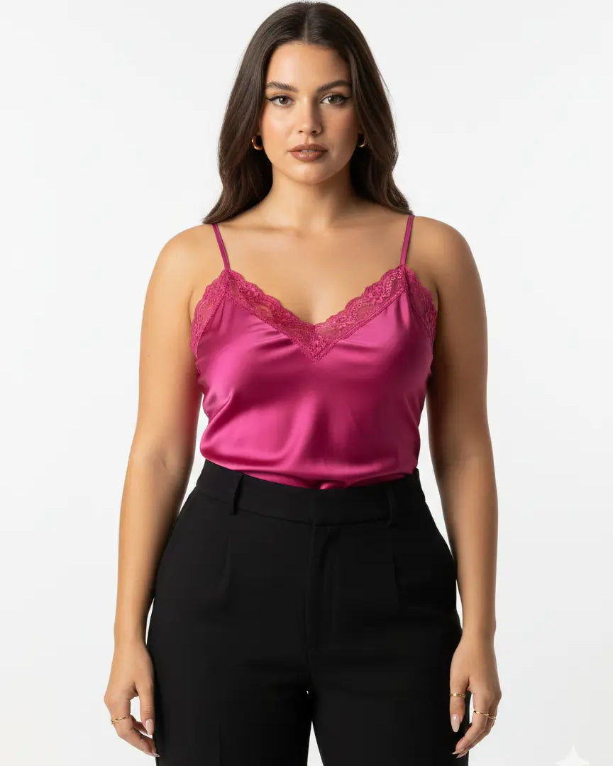 Top scollo a V con inserti in pizzo a tono Unica by Dorabella