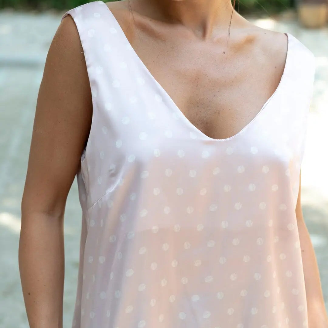 Top smanicato a righe con scollo a V ROSA ANTICO DORABELLA