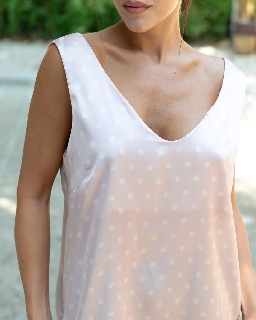 Top smanicato a righe con scollo a V ROSA ANTICO DORABELLA