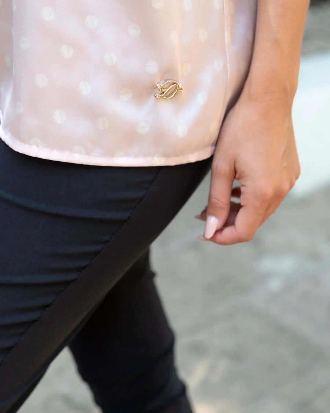 Top smanicato a righe con scollo a V ROSA ANTICO DORABELLA