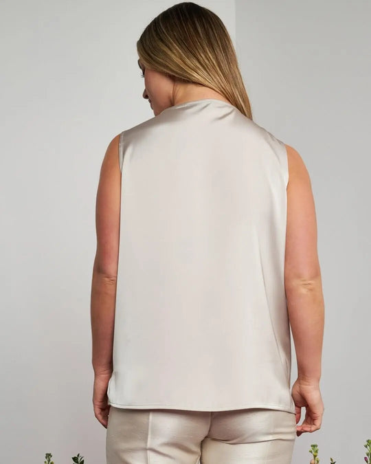Top smanicato in pizzo floreale con retro in raso tinta unita CHAMPAGNE DORABELLA COUTURE