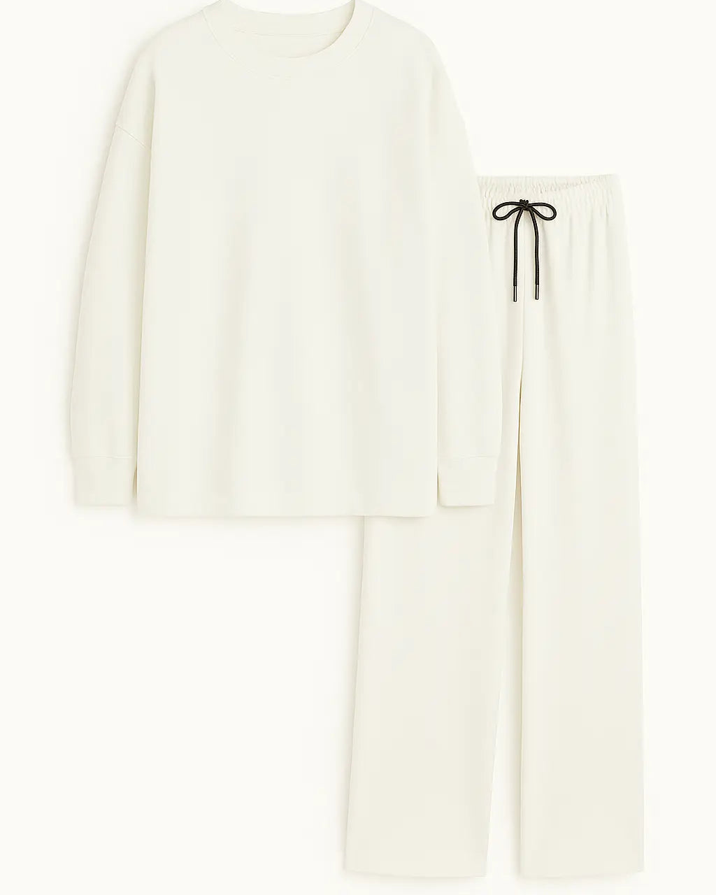 Tracksuit con felpa over e jogger a palazzo con lacci Unica by Dorabella Bianco-Taglia-Unica-Curvy-fino-alla-54