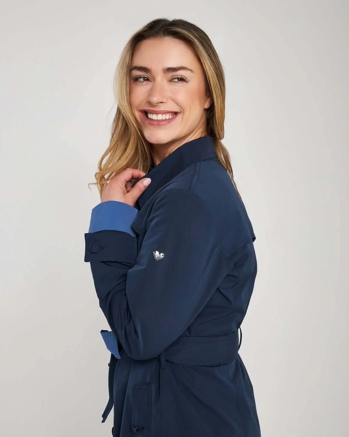 Trench in nylon bi-colore con cintura BLU DORABELLA