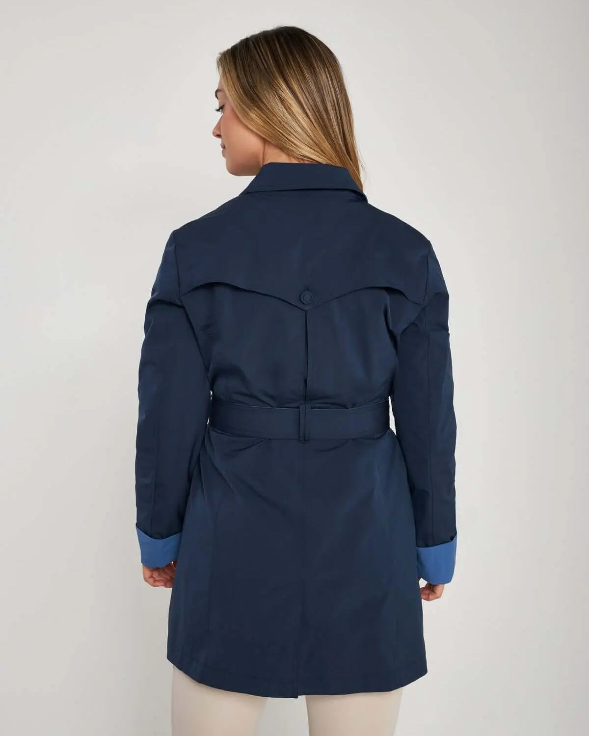 Trench in nylon bi-colore con cintura BLU DORABELLA