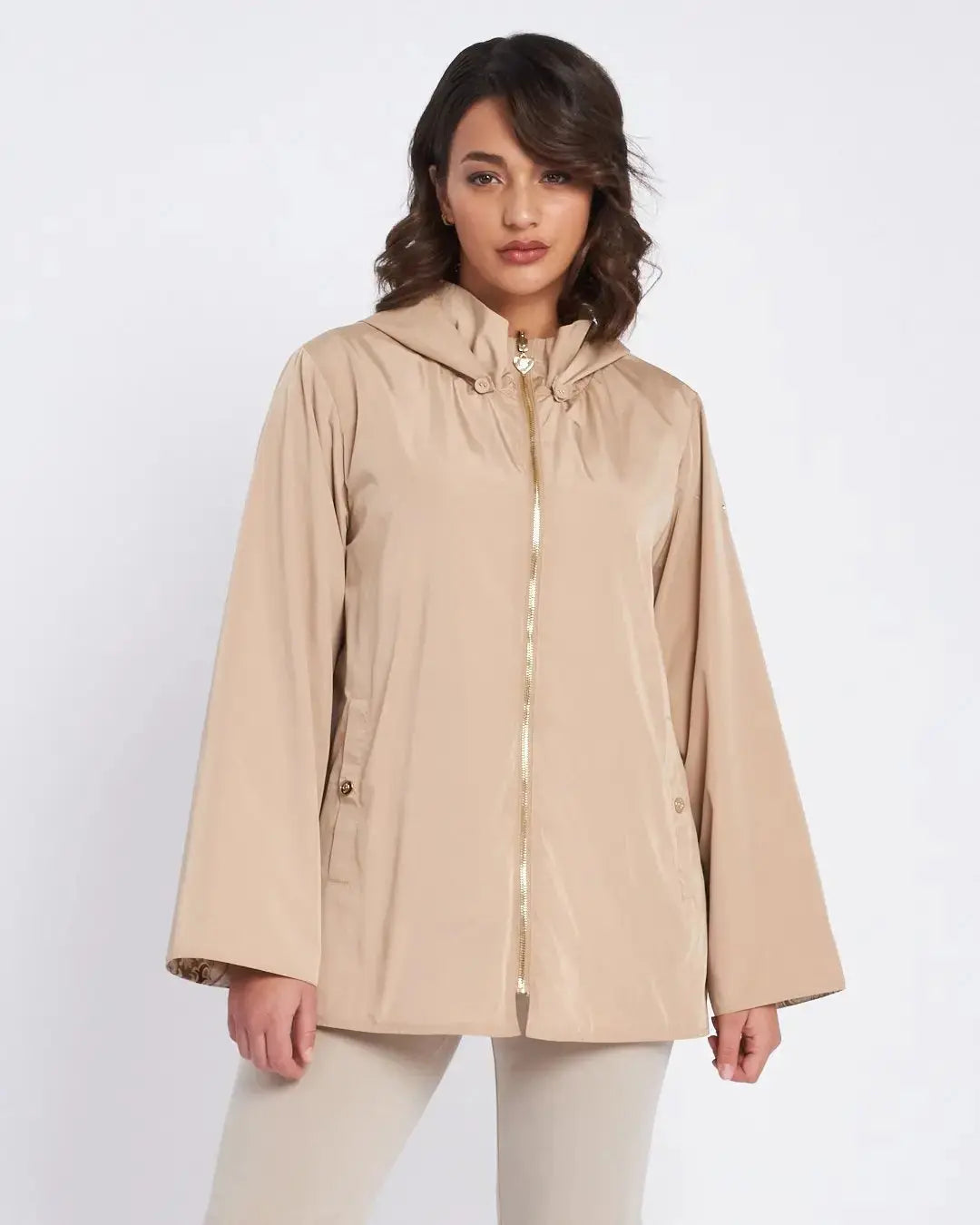 Trench midi con zip e fodera stampata MIELE DORABELLA