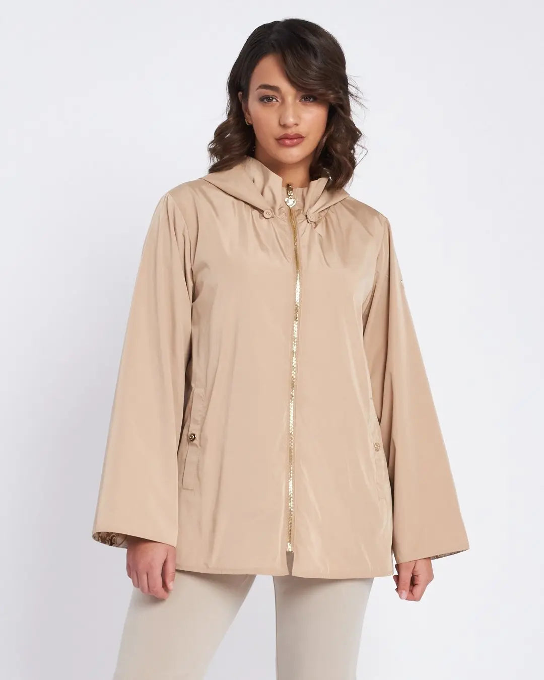 Trench midi con zip e fodera stampata MIELE DORABELLA