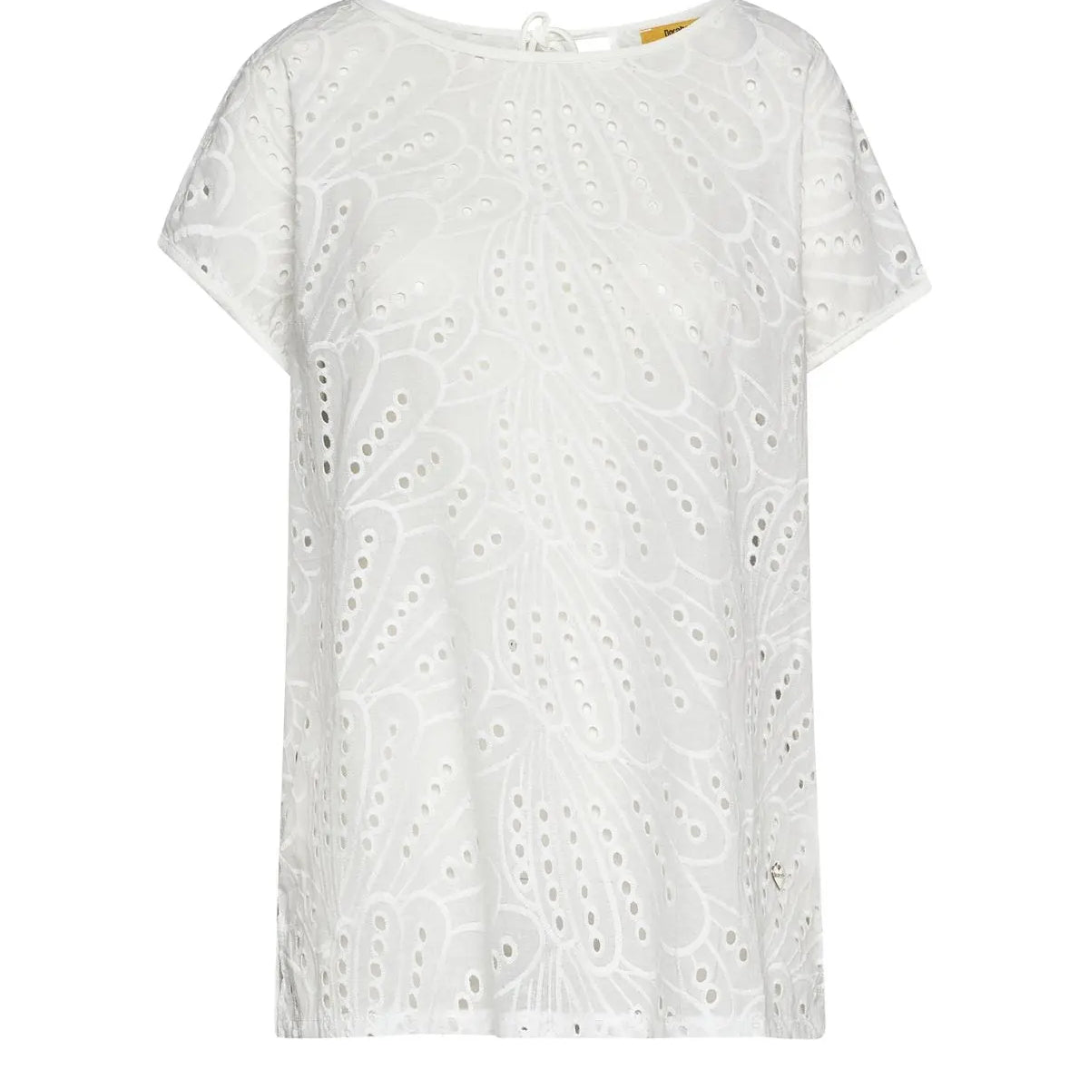 Tshirt bimaterica con davanti in sangallo BIANCO DORABELLA PIU'