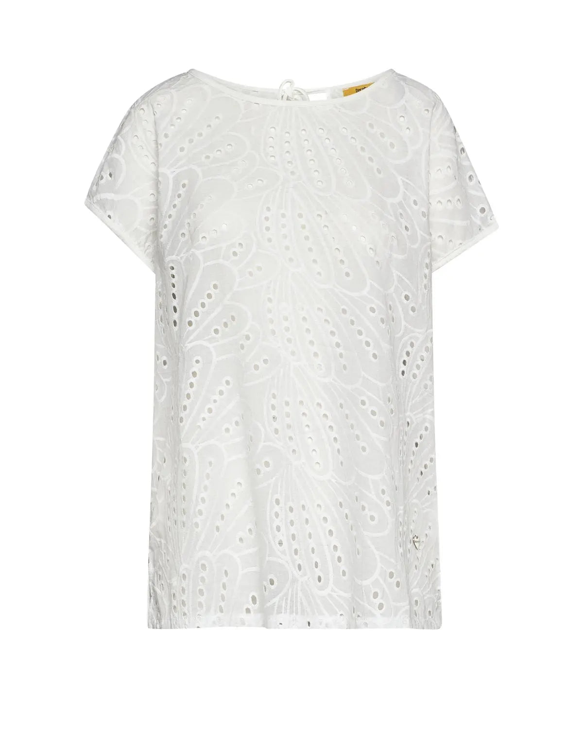 Tshirt bimaterica con davanti in sangallo BIANCO DORABELLA PIU'