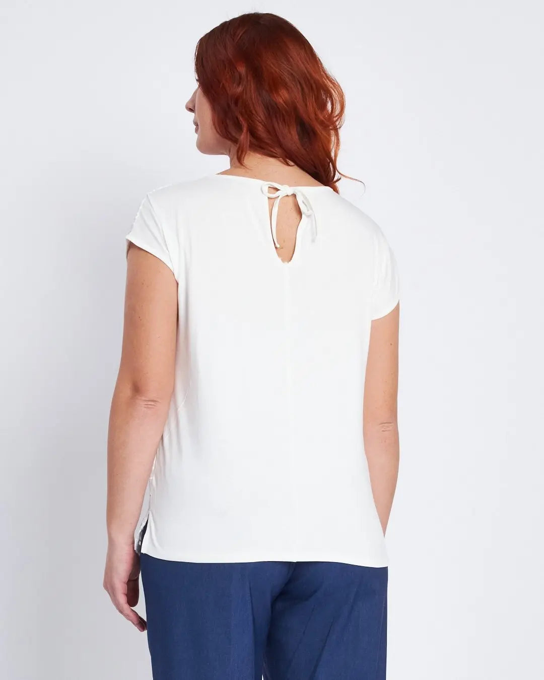 Tshirt bimaterica con davanti in sangallo BIANCO DORABELLA PIU'