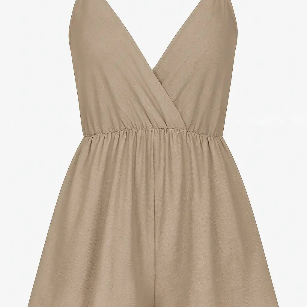 Tuta estiva con spalline sottili e shorts ampi Unica by Dorabella Taglia-unica-44-46-o-M-L-Fango