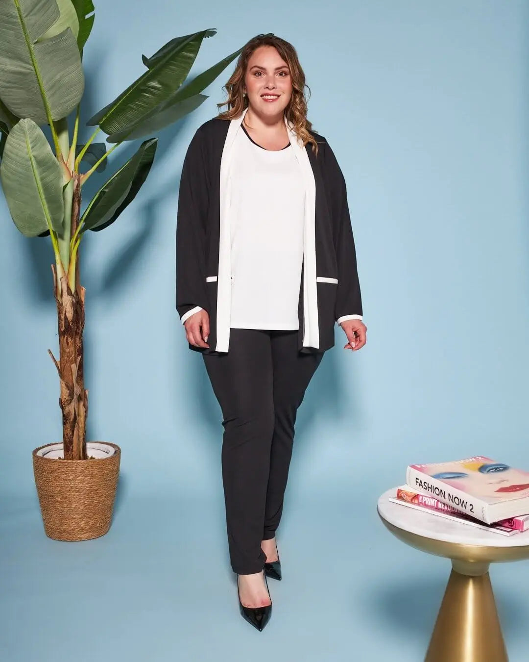 Twin set in jersey elasticizzato con profili a contrasto NERO DORABELLA PIU'