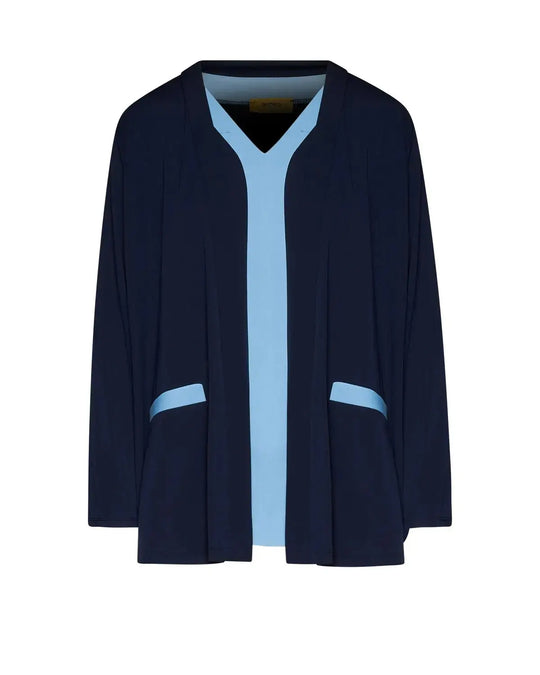 Twinset con spolvero e top bicolor BLU DORABELLA PIU'