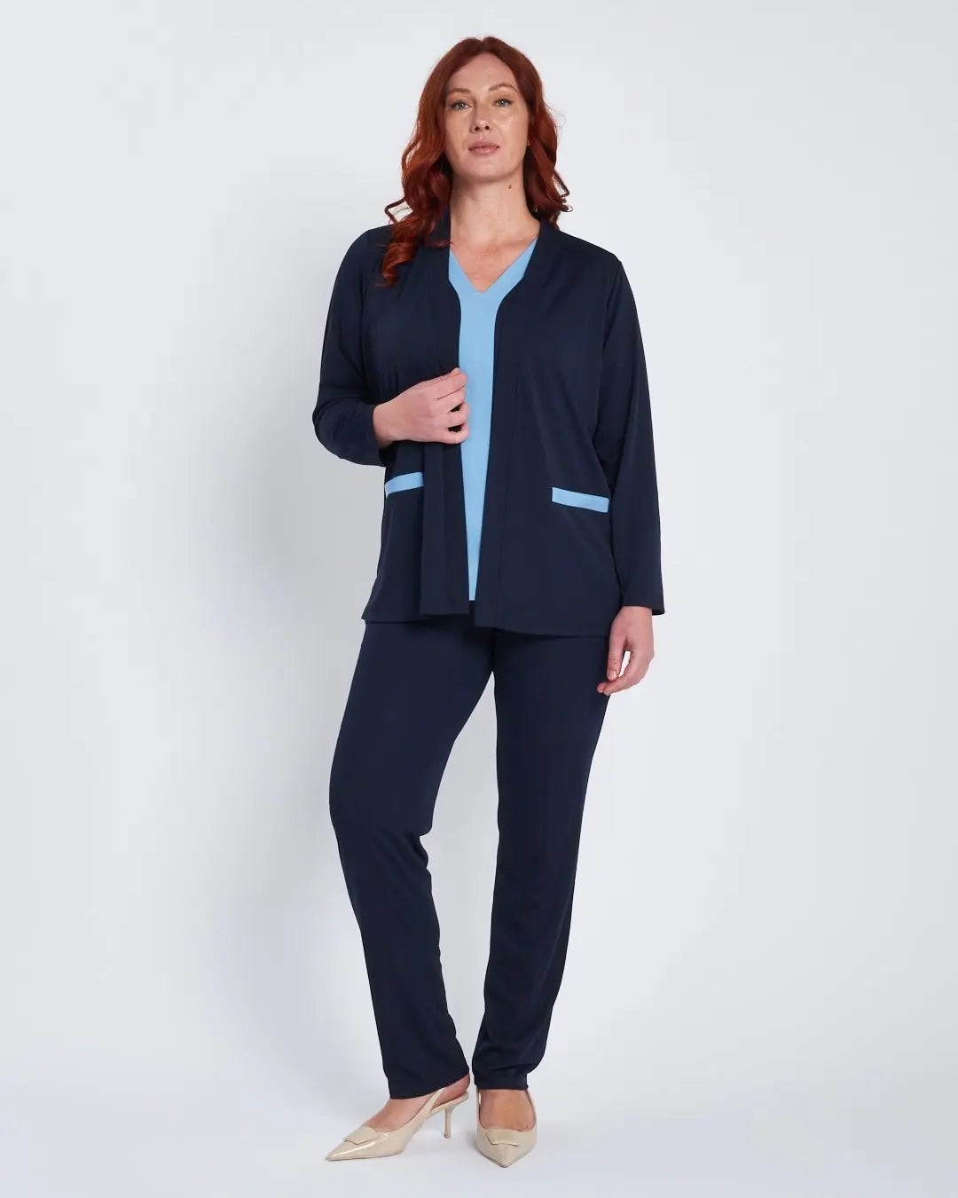 Twinset con spolvero e top bicolor BLU DORABELLA PIU'