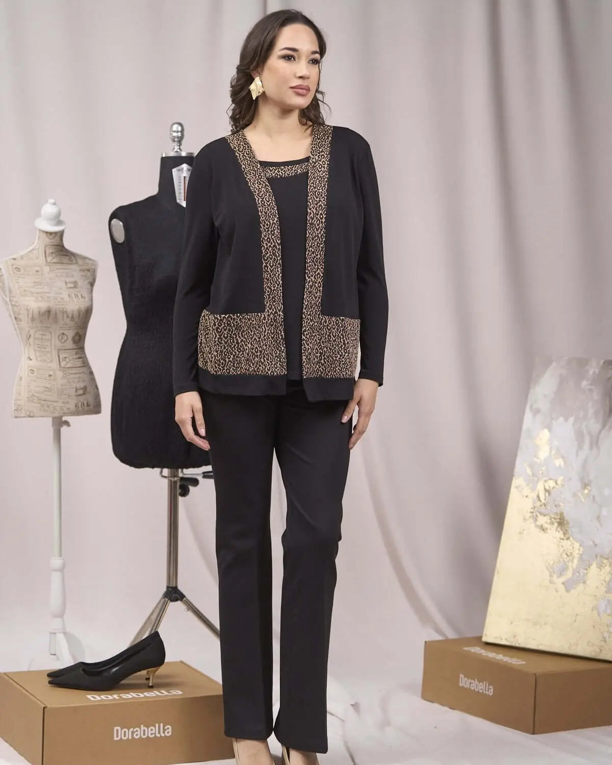 Twinset finto con inserti fantasia NERO DORABELLA XXL