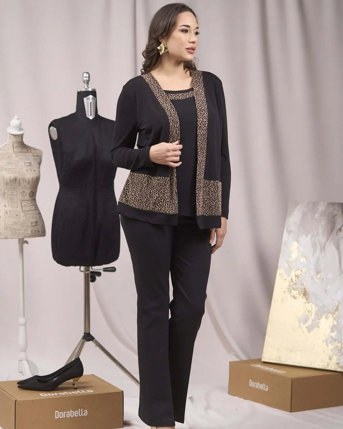 Twinset finto con inserti fantasia NERO DORABELLA