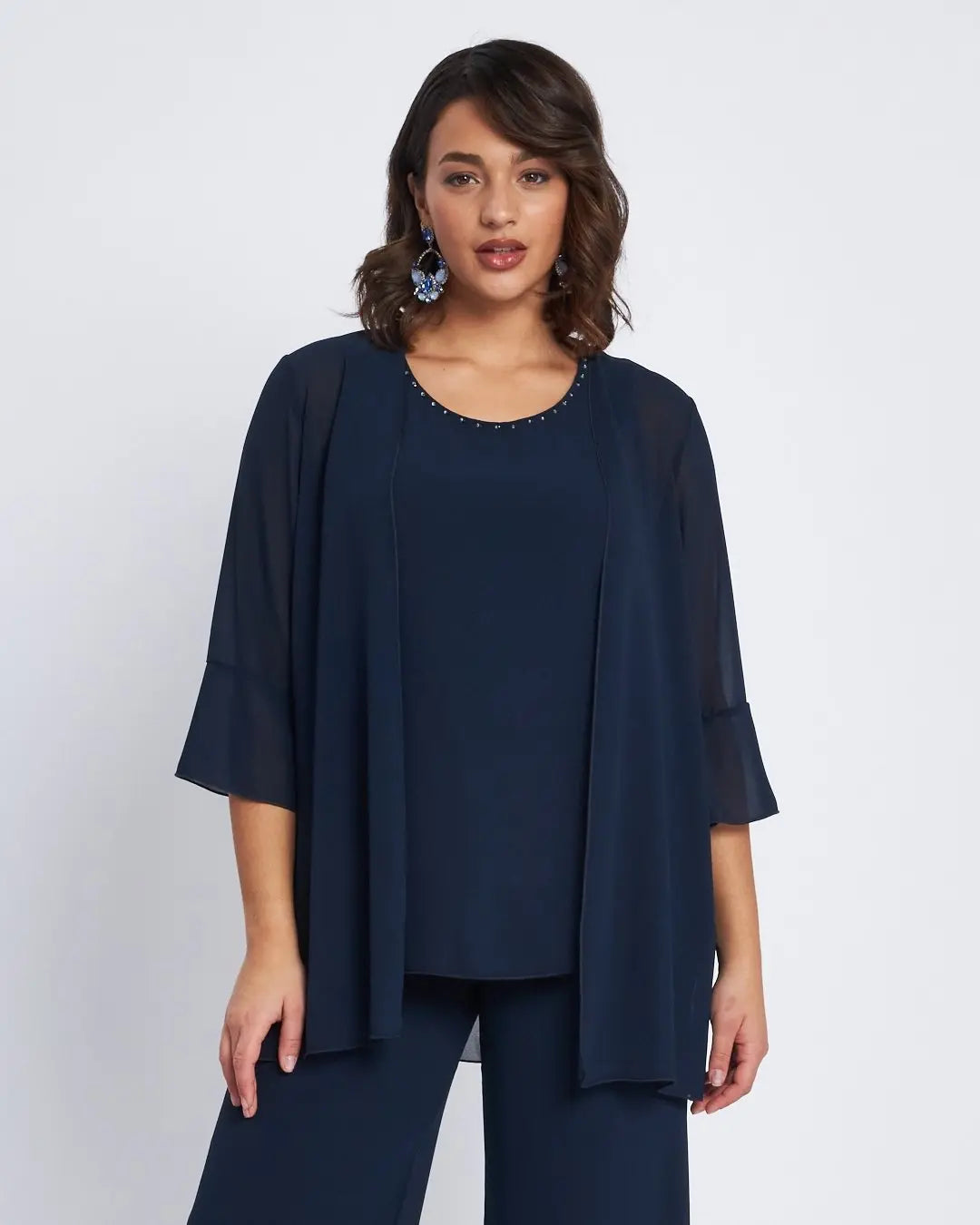 Twinset in georgette con applicazioni scollo BLU DORABELLA XXXL