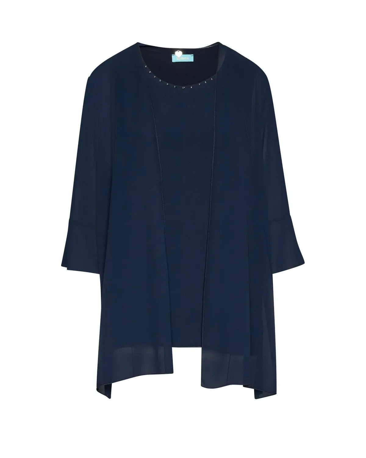 Twinset in georgette con applicazioni scollo BLU DORABELLA