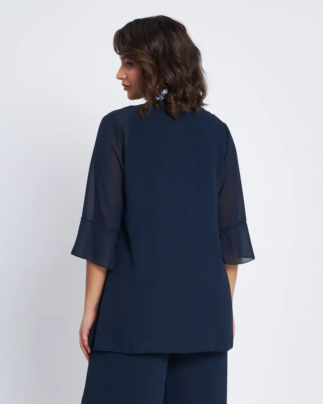 Twinset in georgette con applicazioni scollo BLU DORABELLA