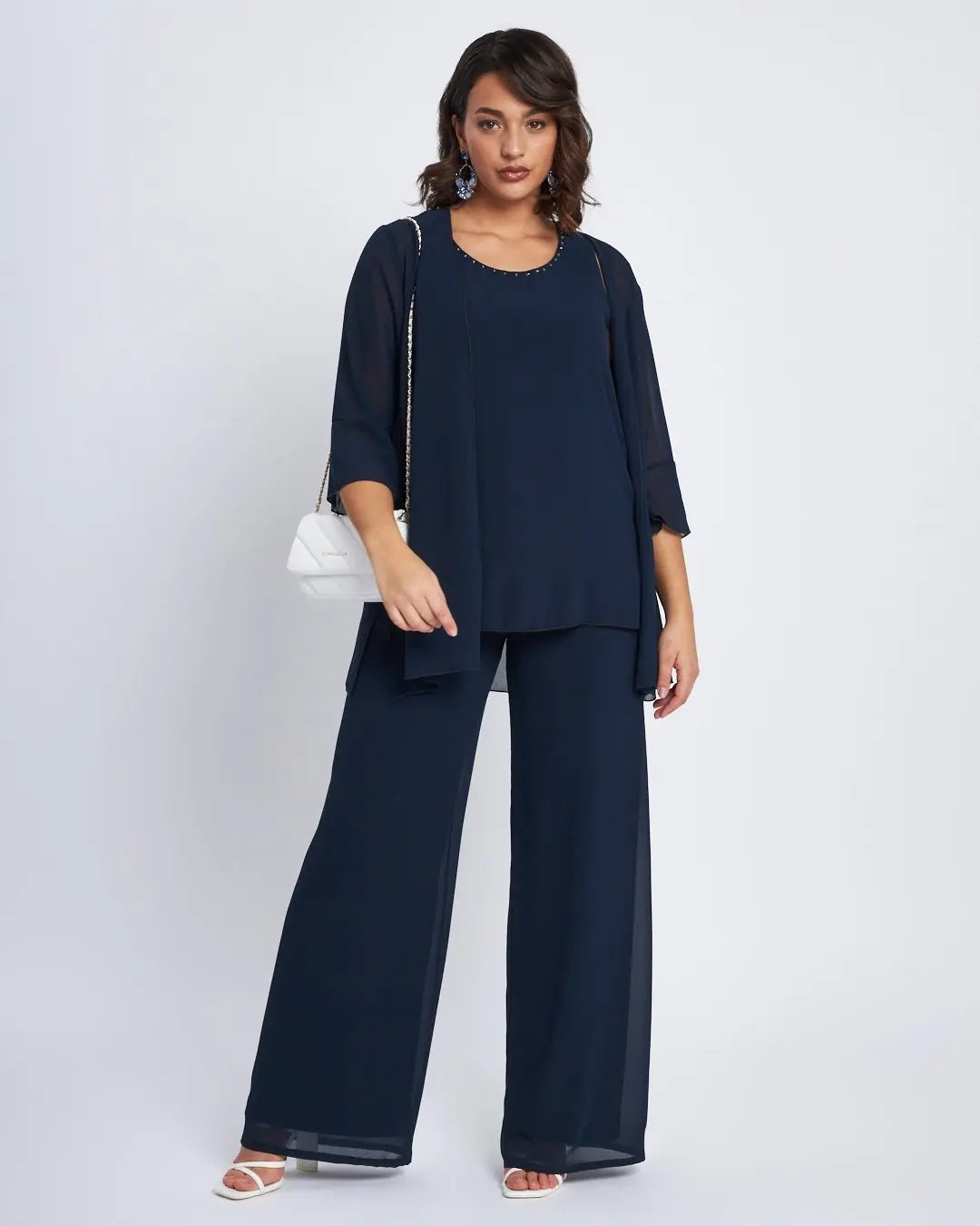 Twinset in georgette con applicazioni scollo BLU DORABELLA