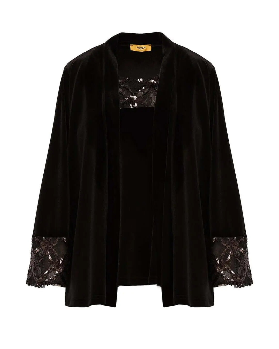 Twinset in velluto con inserti ricamati NERO DORABELLA PIU'