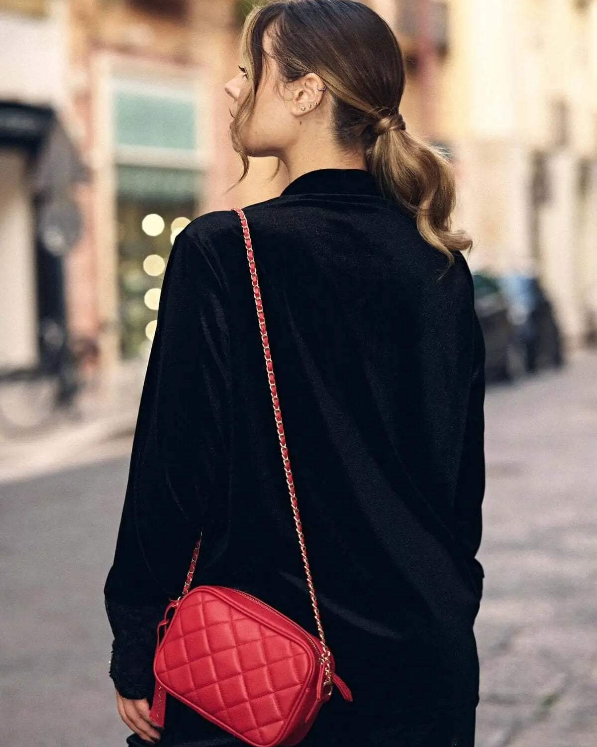 Twinset in velluto con inserti ricamati NERO DORABELLA PIU'