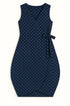 Wrap dress a pois con fondo gonna a palloncino Unica by Dorabella Deep-Blue-Navy-Taglia-Unica-Curvy-fino-alla-54