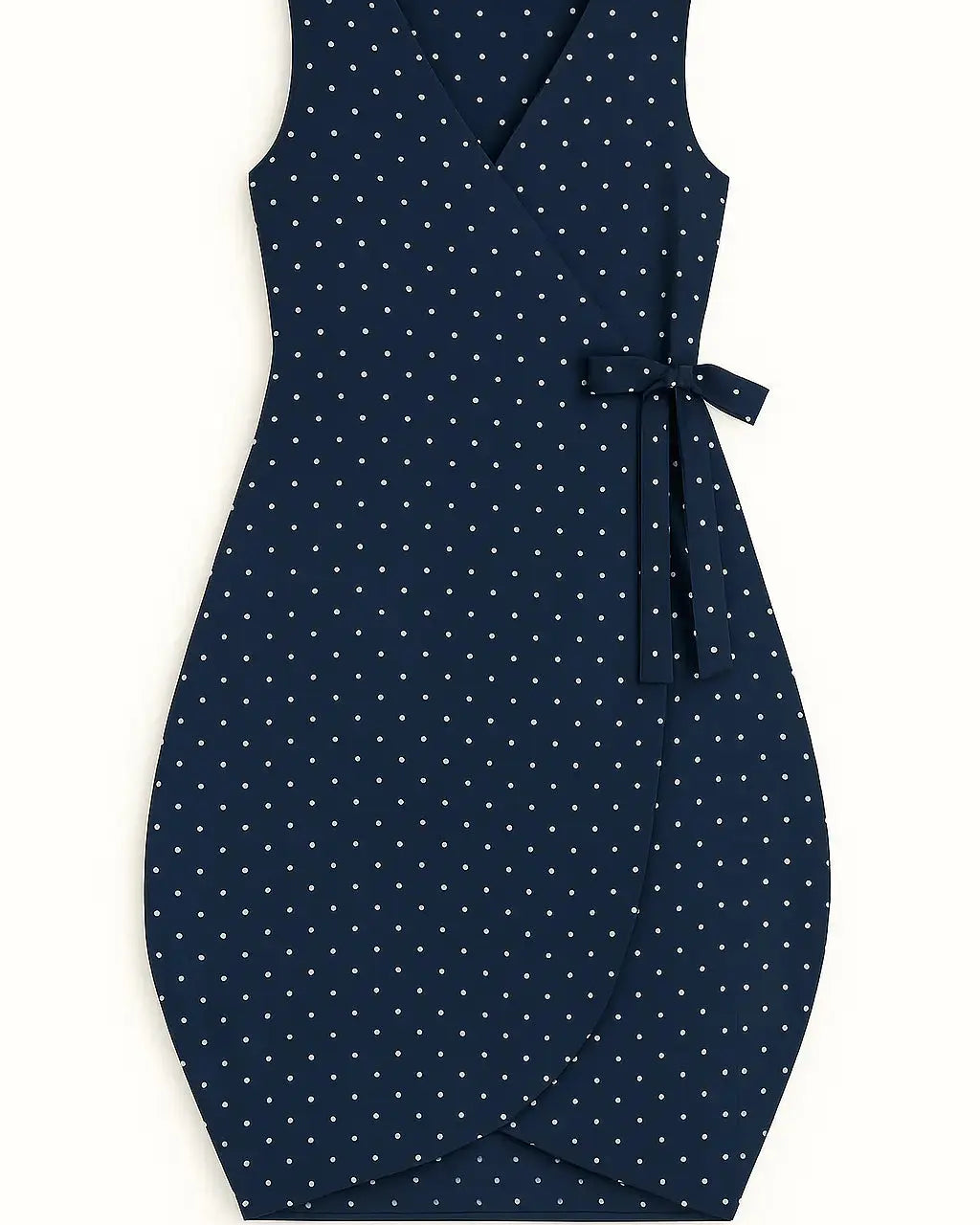 Wrap dress a pois con fondo gonna a palloncino Unica by Dorabella Deep-Blue-Navy-Taglia-Unica-Curvy-fino-alla-54