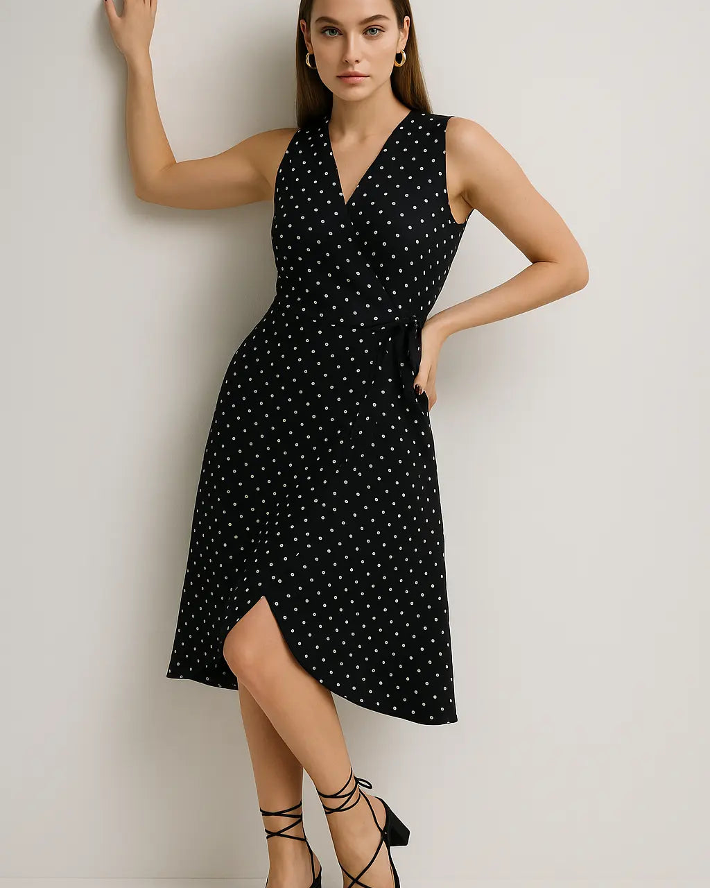 Wrap dress a pois con fondo gonna a palloncino Unica by Dorabella