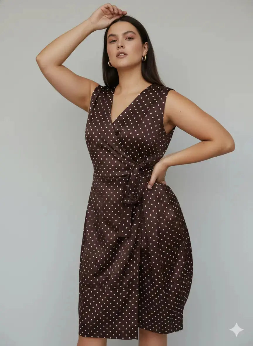 Wrap dress a pois con fondo gonna a palloncino Unica by Dorabella