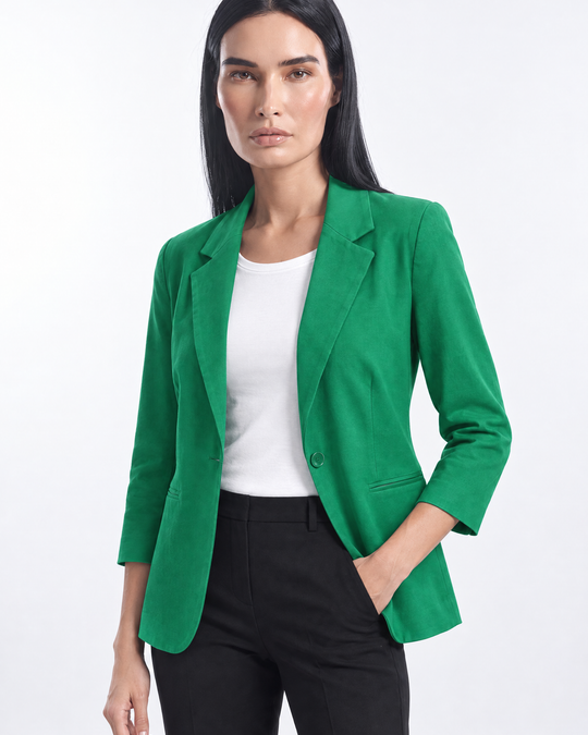 Giacca monopetto slim fit maniche a tre quarti verde - tre quarti