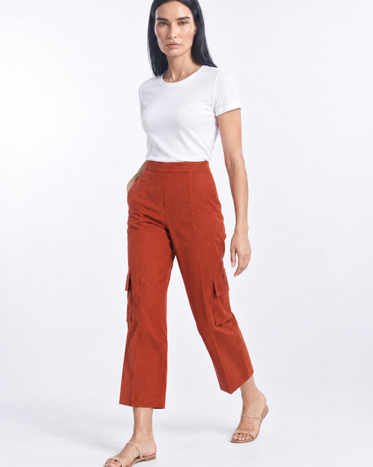 Pantalone pinocchietto con tasconi laterali in cotone - tre quarti