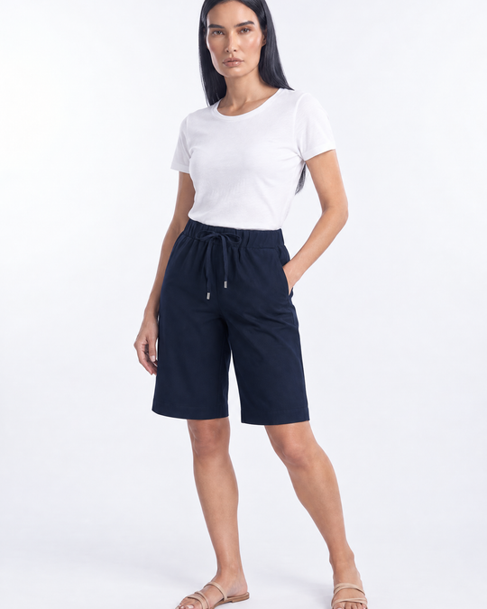 Bermuda in cotone Blu - tre quarti
