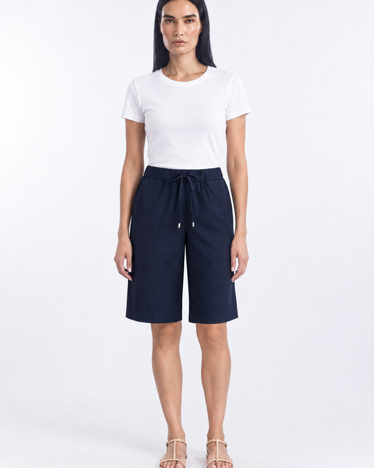 Bermuda in cotone Blu - indossato frontale
