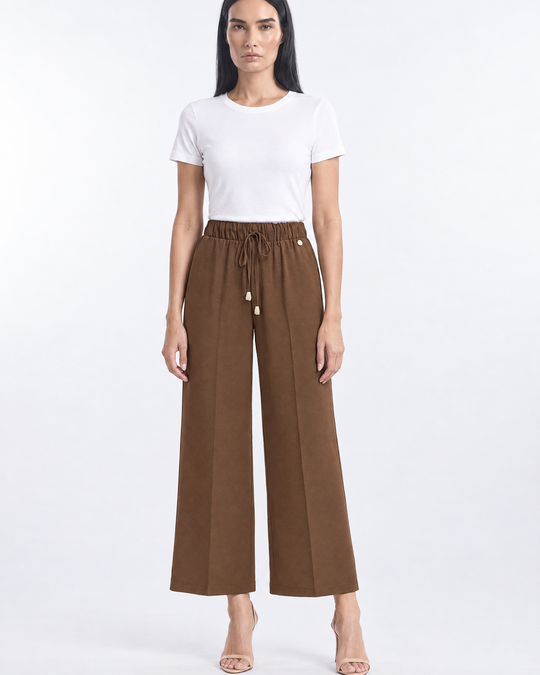 Pantalaccio tinta unita CACAO - indossato frontale