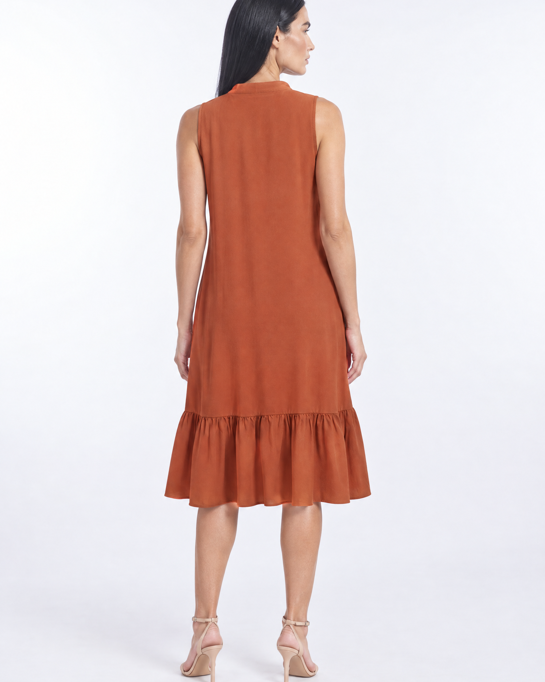 Abito midi giromanica con scollo a V - retro