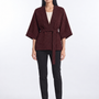Spolverino kimono con cintura BURGUNDY - indossato frontale