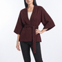 Spolverino kimono con cintura BURGUNDY - tre quarti