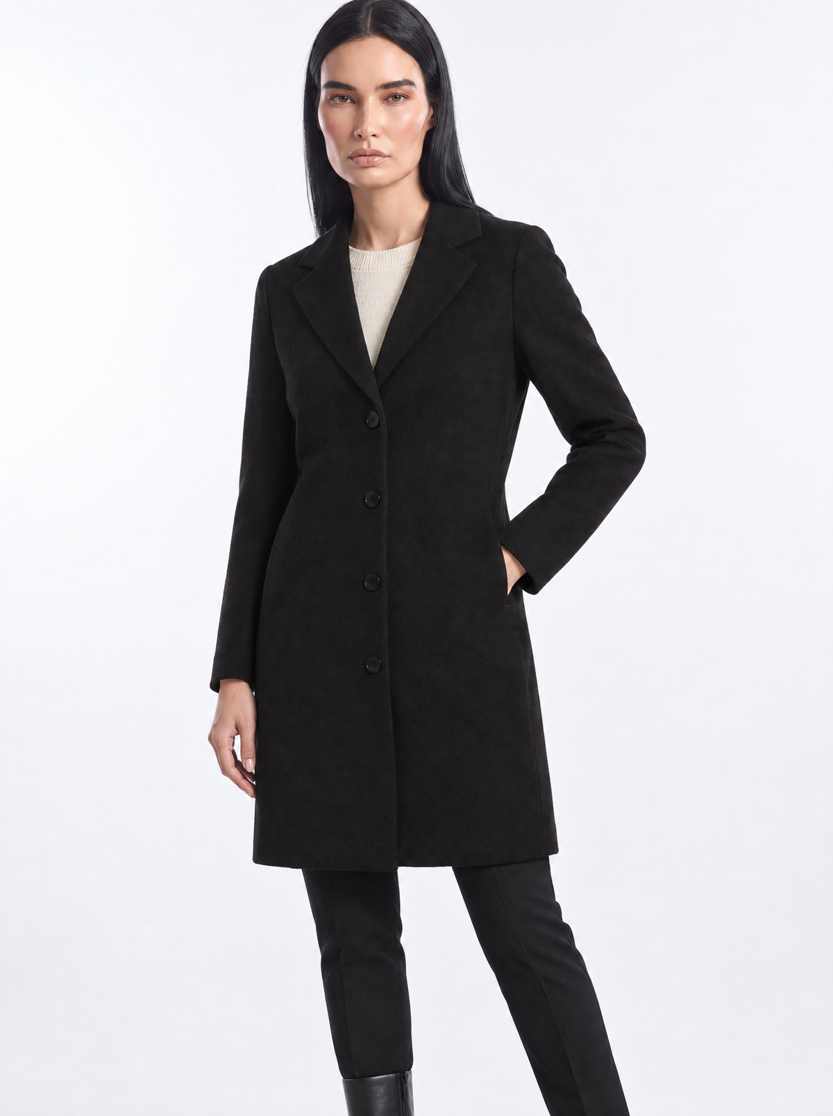Cappotto midi monopetto con bottoni - tre quarti