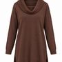 Maglia maxi con collo sciallato e spacchi CACAO - still life