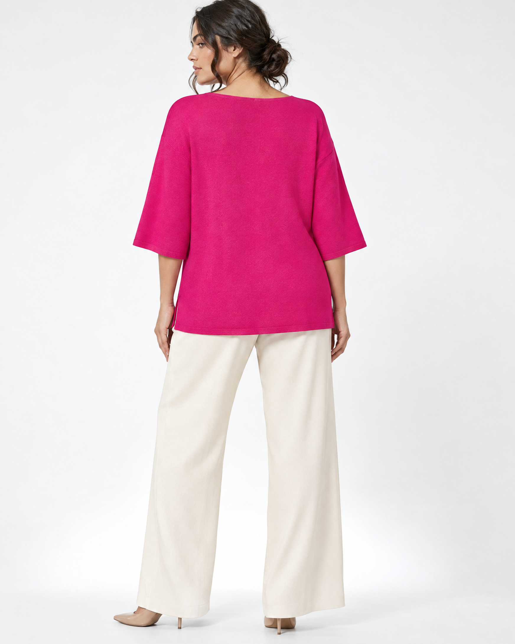 Maglia con dettaglio borchie FUXIA - retro