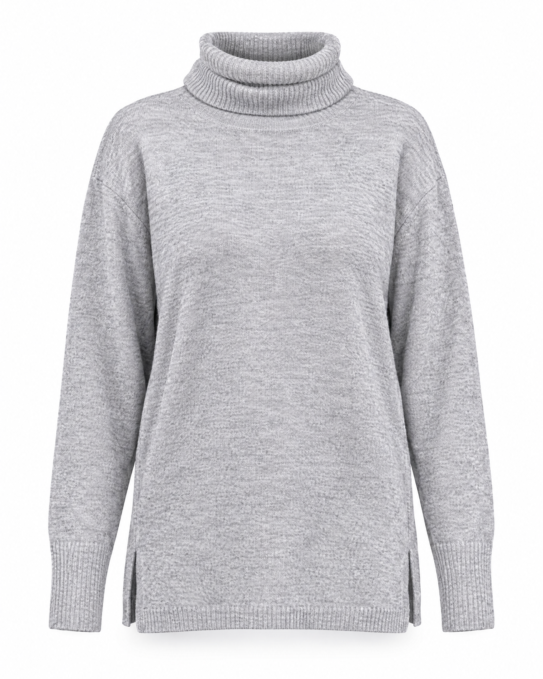 Maglia a collo alto risvoltato e spacchi GRIGIO - still life