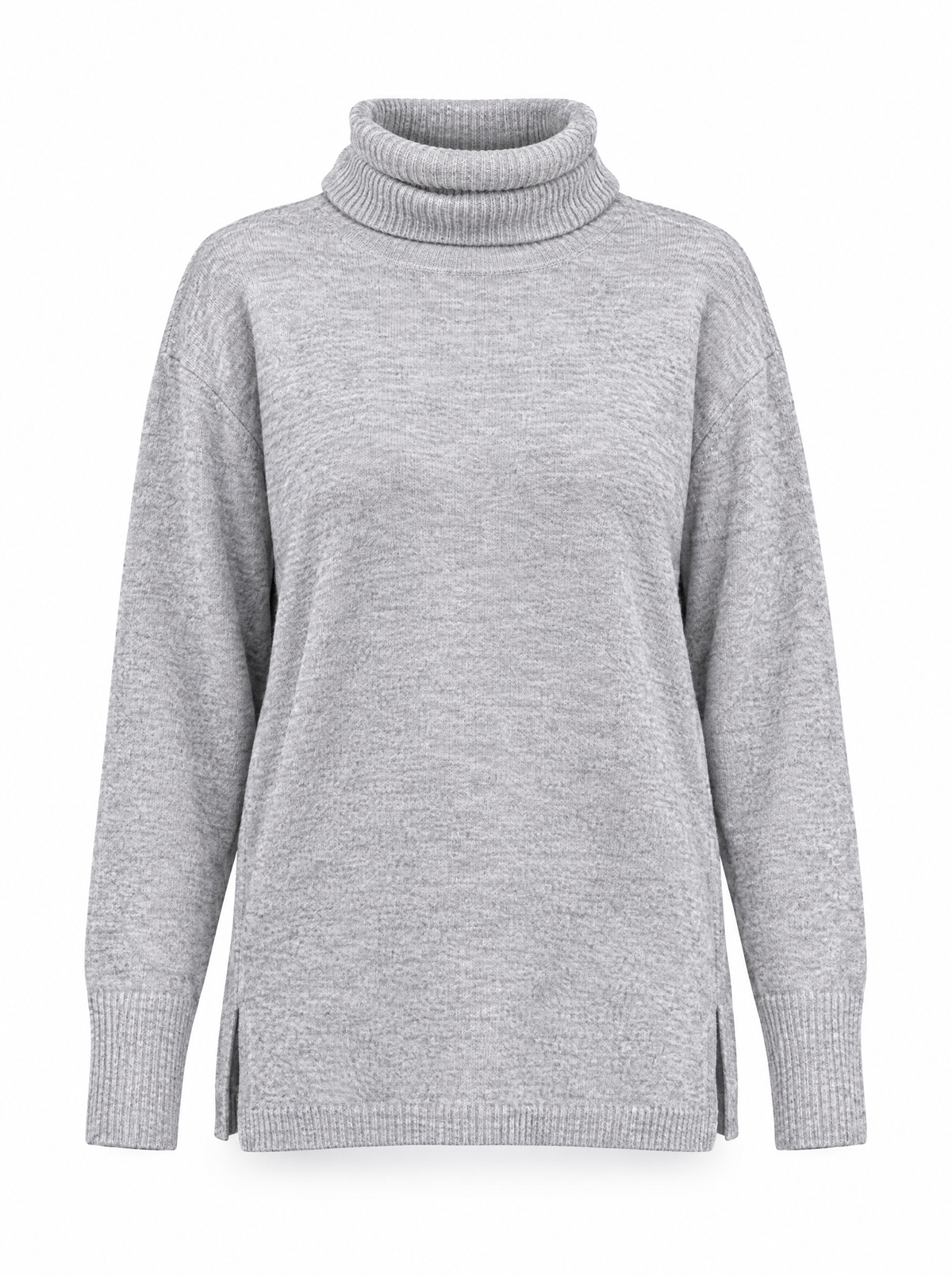 Maglia a collo alto risvoltato e spacchi GRIGIO - still life