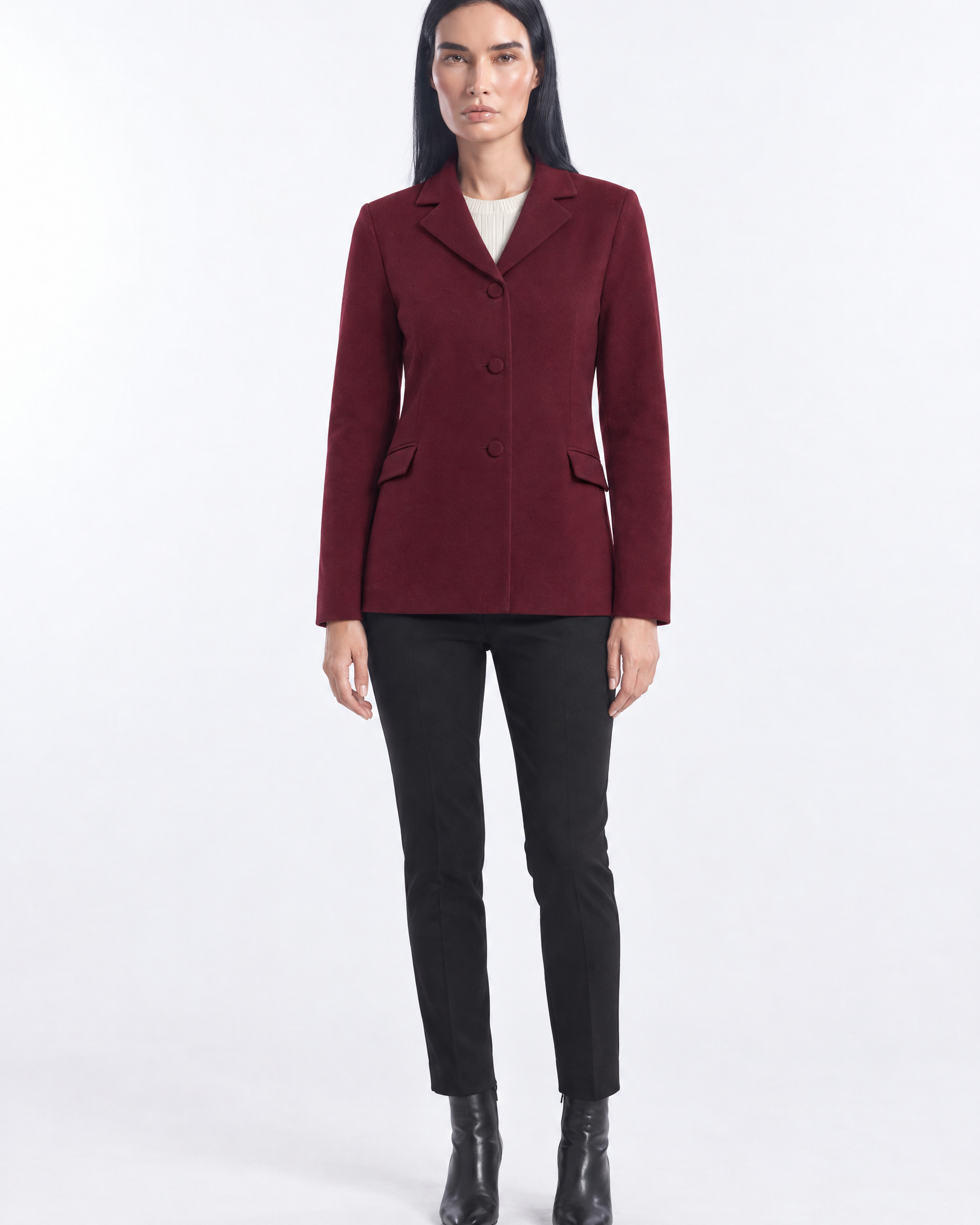 Giacca monopetto con pattine BURGUNDY - indossato frontale
