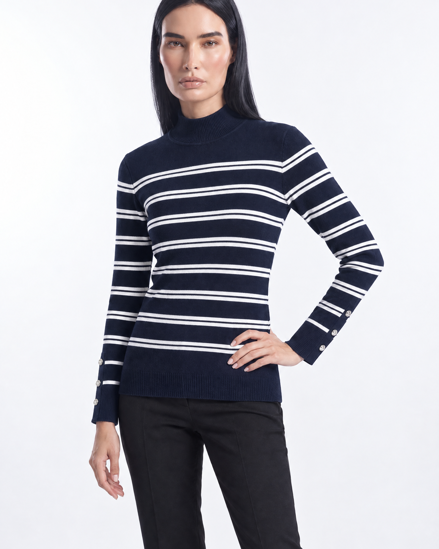 Maglia lupetto a righe - tre quarti