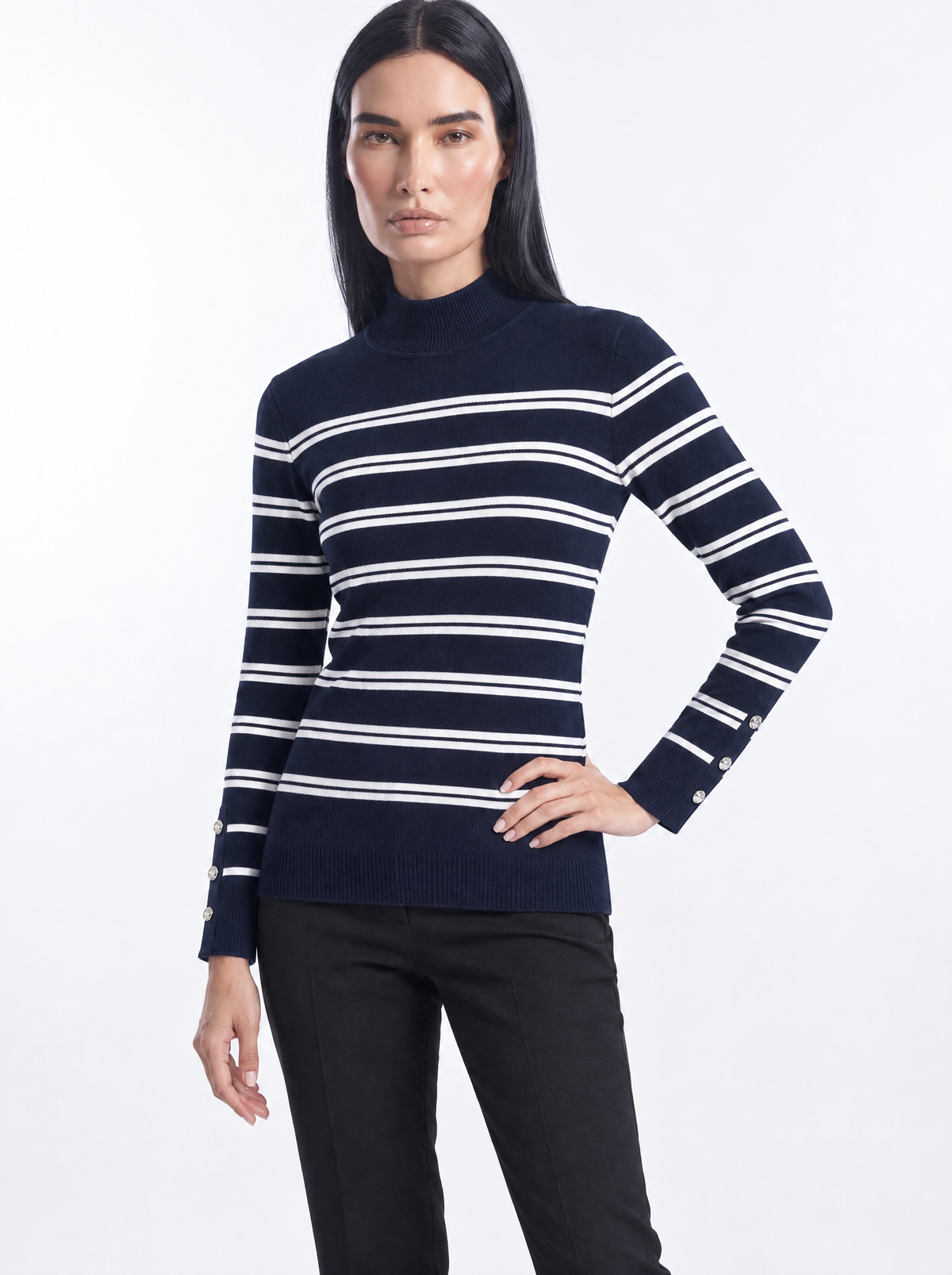 Maglia lupetto a righe - tre quarti