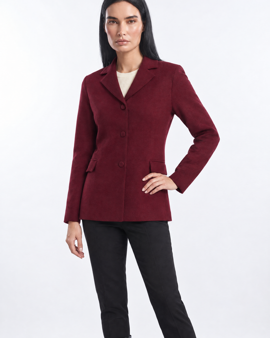 Giacca monopetto con pattine BURGUNDY - tre quarti