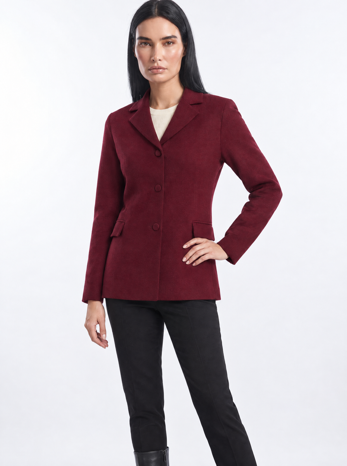 Giacca monopetto con pattine BURGUNDY - tre quarti