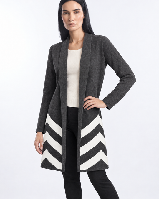 Cappotto maglia ANTRACITE - tre quarti