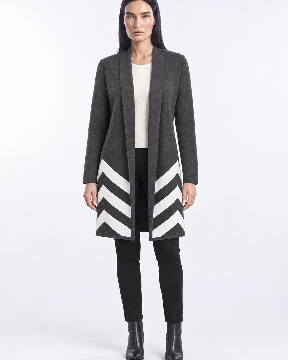 Cappotto maglia ANTRACITE - indossato frontale
